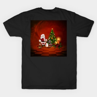 Santa Claus with hedgehog and dog  brings happiness T-Shirt